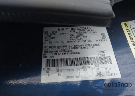 2008 Ford Expedition El Xlt z USA, uszkodzony, nr VIN 1FMFK16588LA58733